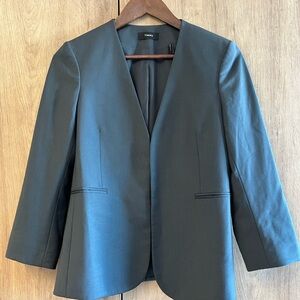 Theory Women's Blazer Wool Blend Charcoal Grey Size 6 Long Sleeve Office